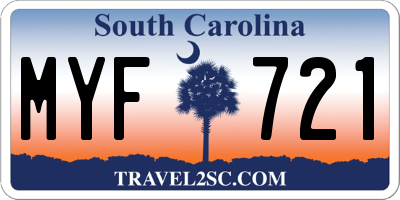 SC license plate MYF721