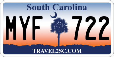 SC license plate MYF722