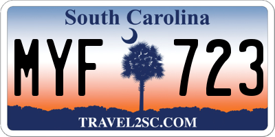 SC license plate MYF723