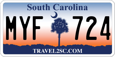 SC license plate MYF724