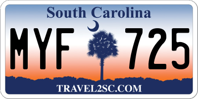 SC license plate MYF725