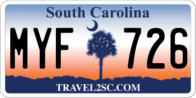 SC license plate MYF726