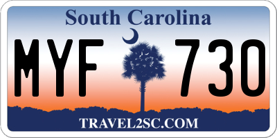SC license plate MYF730