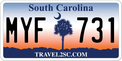 SC license plate MYF731
