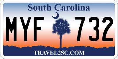 SC license plate MYF732