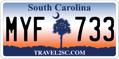 SC license plate MYF733