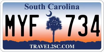 SC license plate MYF734