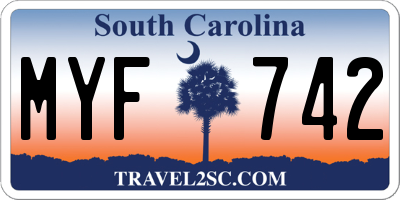 SC license plate MYF742