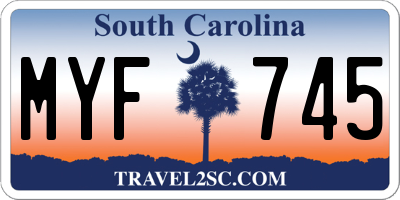 SC license plate MYF745