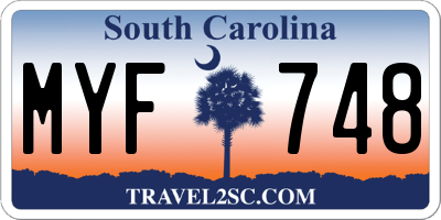 SC license plate MYF748