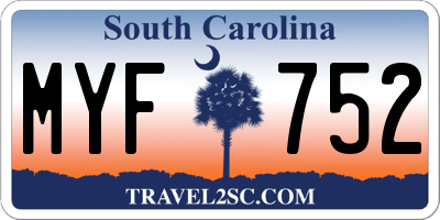 SC license plate MYF752