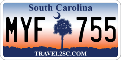SC license plate MYF755