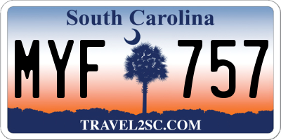 SC license plate MYF757