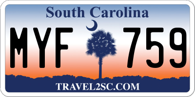 SC license plate MYF759