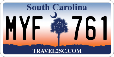 SC license plate MYF761
