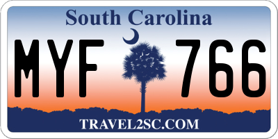 SC license plate MYF766