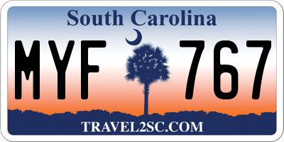 SC license plate MYF767
