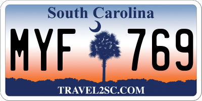 SC license plate MYF769