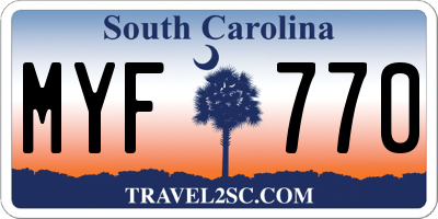 SC license plate MYF770