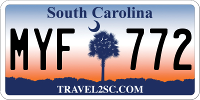 SC license plate MYF772