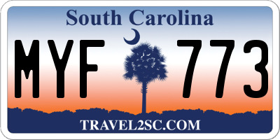 SC license plate MYF773