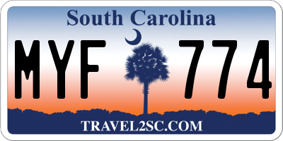SC license plate MYF774