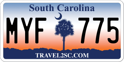 SC license plate MYF775