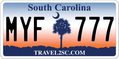 SC license plate MYF777