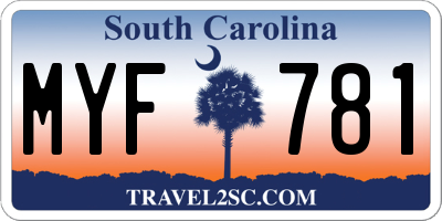SC license plate MYF781