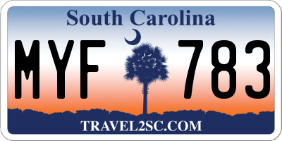 SC license plate MYF783