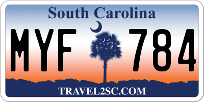 SC license plate MYF784