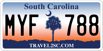 SC license plate MYF788
