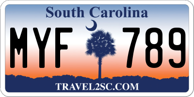 SC license plate MYF789