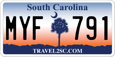 SC license plate MYF791