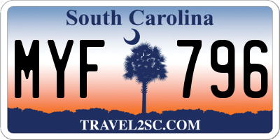 SC license plate MYF796