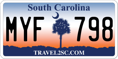 SC license plate MYF798