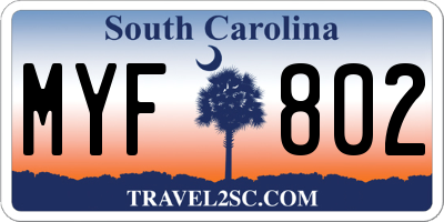 SC license plate MYF802