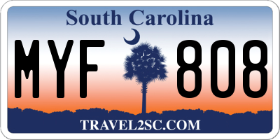 SC license plate MYF808