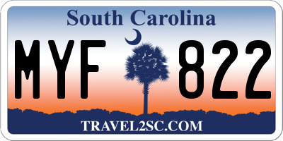 SC license plate MYF822