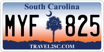 SC license plate MYF825