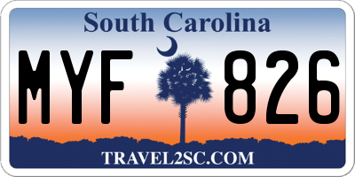 SC license plate MYF826