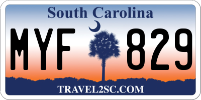 SC license plate MYF829