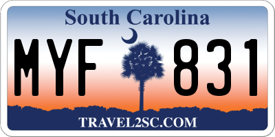 SC license plate MYF831