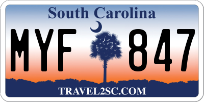 SC license plate MYF847
