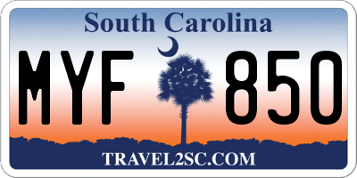 SC license plate MYF850