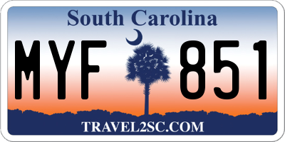 SC license plate MYF851