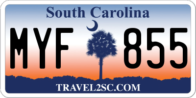 SC license plate MYF855