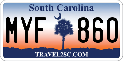 SC license plate MYF860