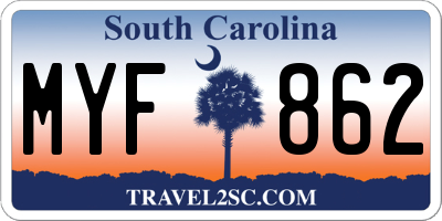 SC license plate MYF862