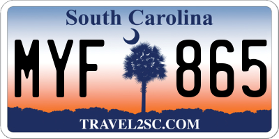 SC license plate MYF865